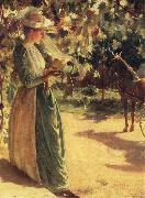 Charles Courtney Curran Woman with a horse USA oil painting artist